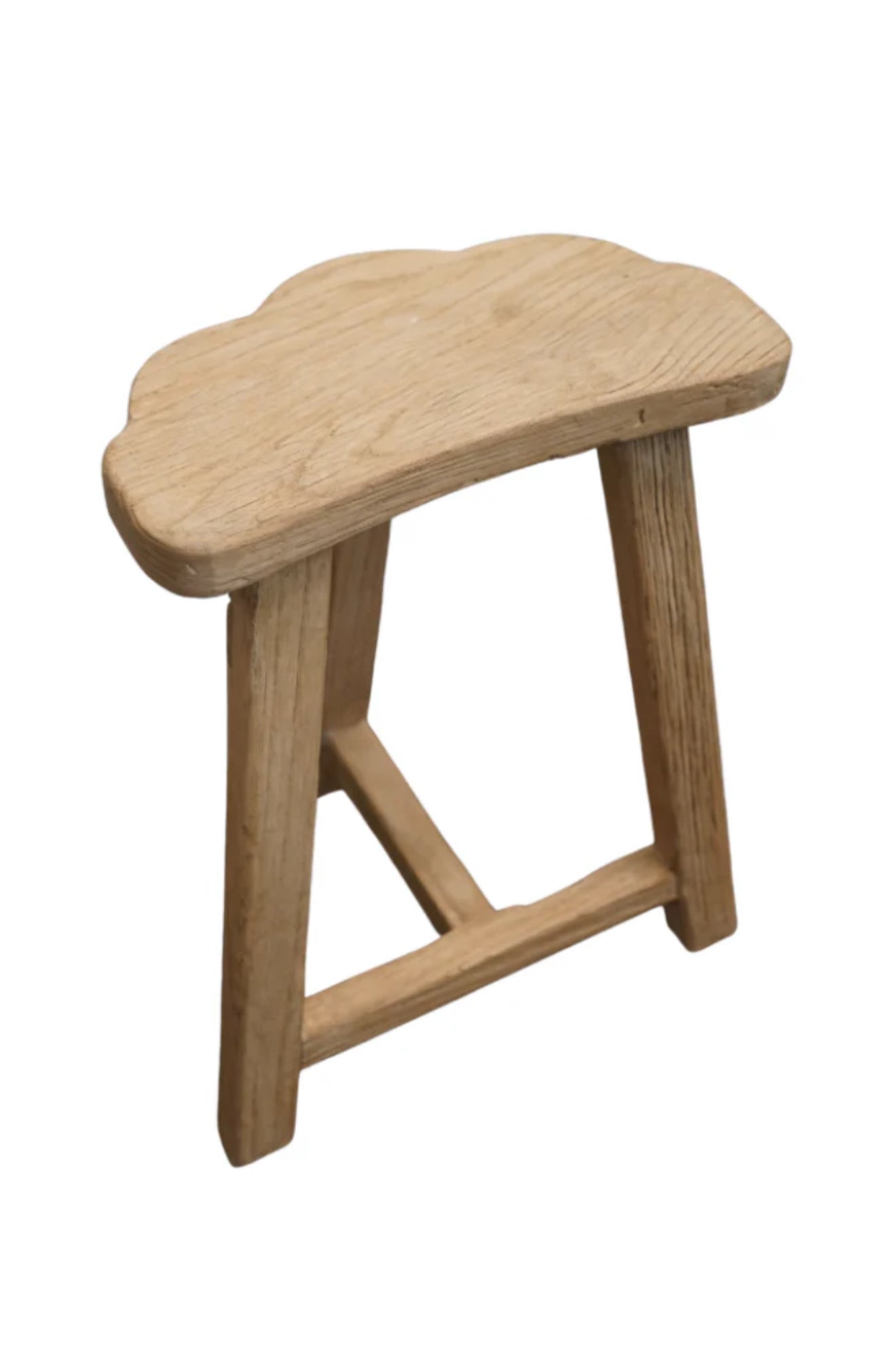 Vintage elm wood scallop stool