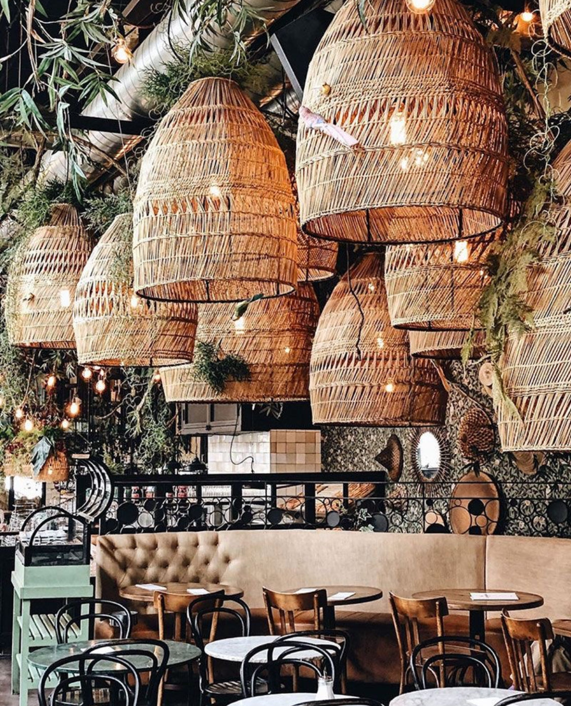 Cone rattan pendant light