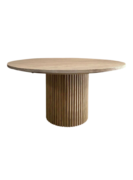 Round tambour mid-century dining table