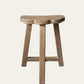 Vintage elm wood scallop stool